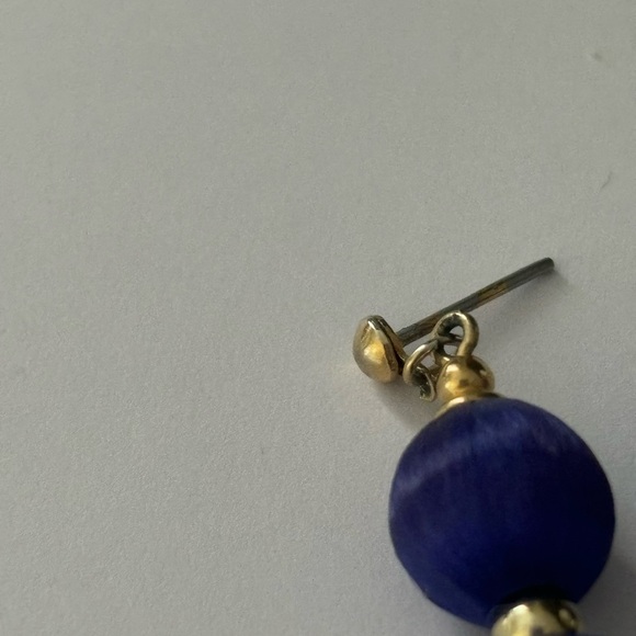 5/$20 vintage blue gold string ball earrings - Picture 4 of 5